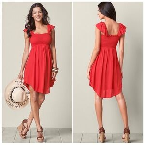VENUS Red Smocked Bodice Mini Dress